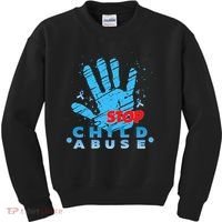 Child Abuse Prevention Awareness Month April Blue Ribbon Kids Sweatshirt thumb 0