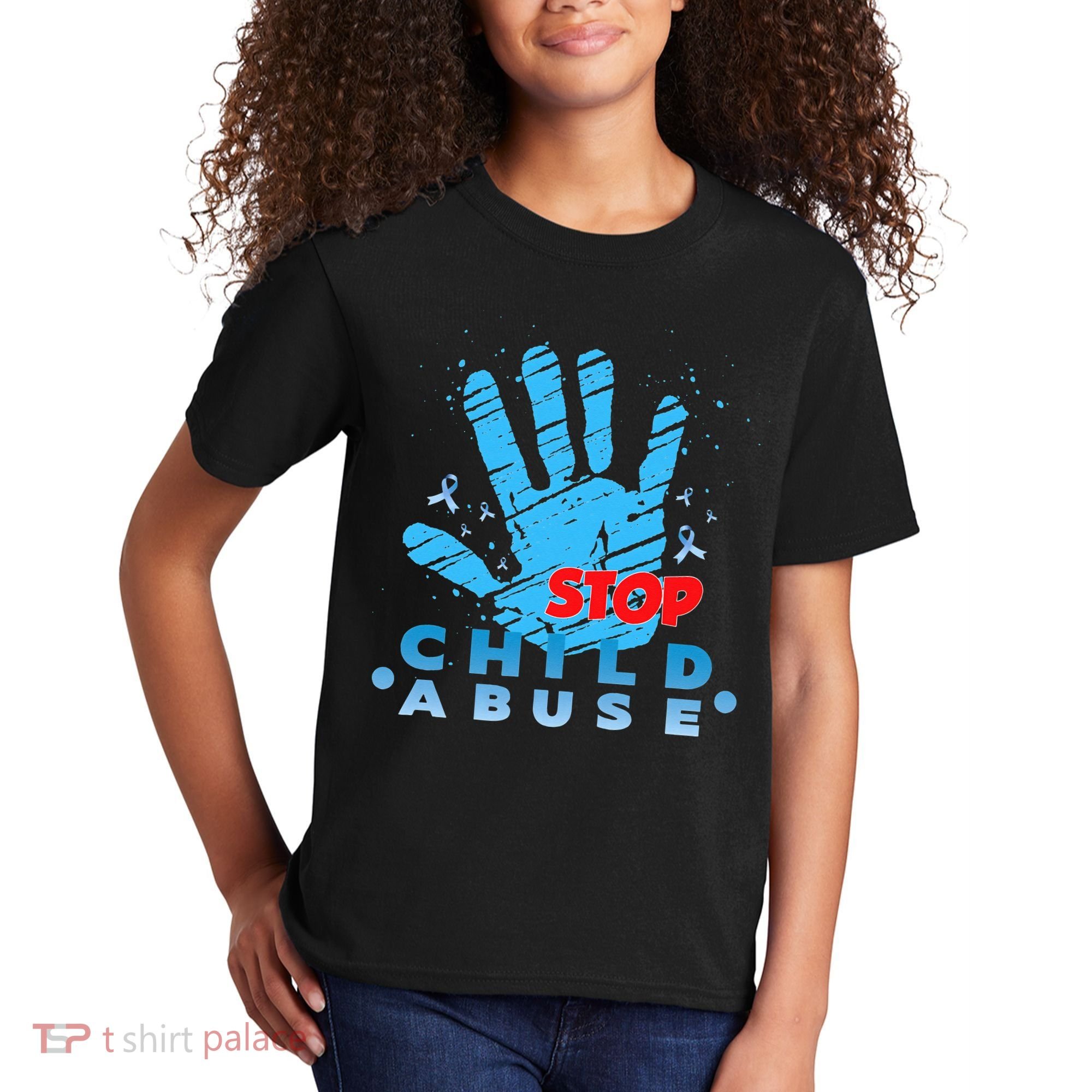 Child Abuse Prevention Awareness Month April Blue Ribbon Kids T-Shirt