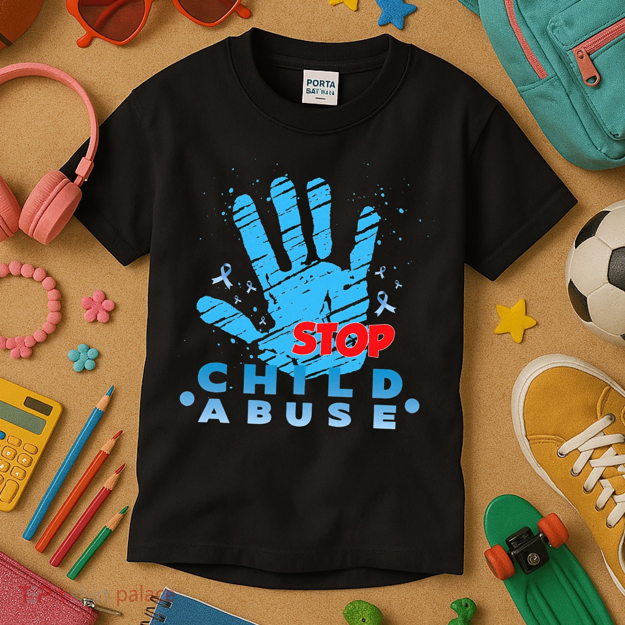 Child Abuse Prevention Awareness Month April Blue Ribbon Kids T-Shirt