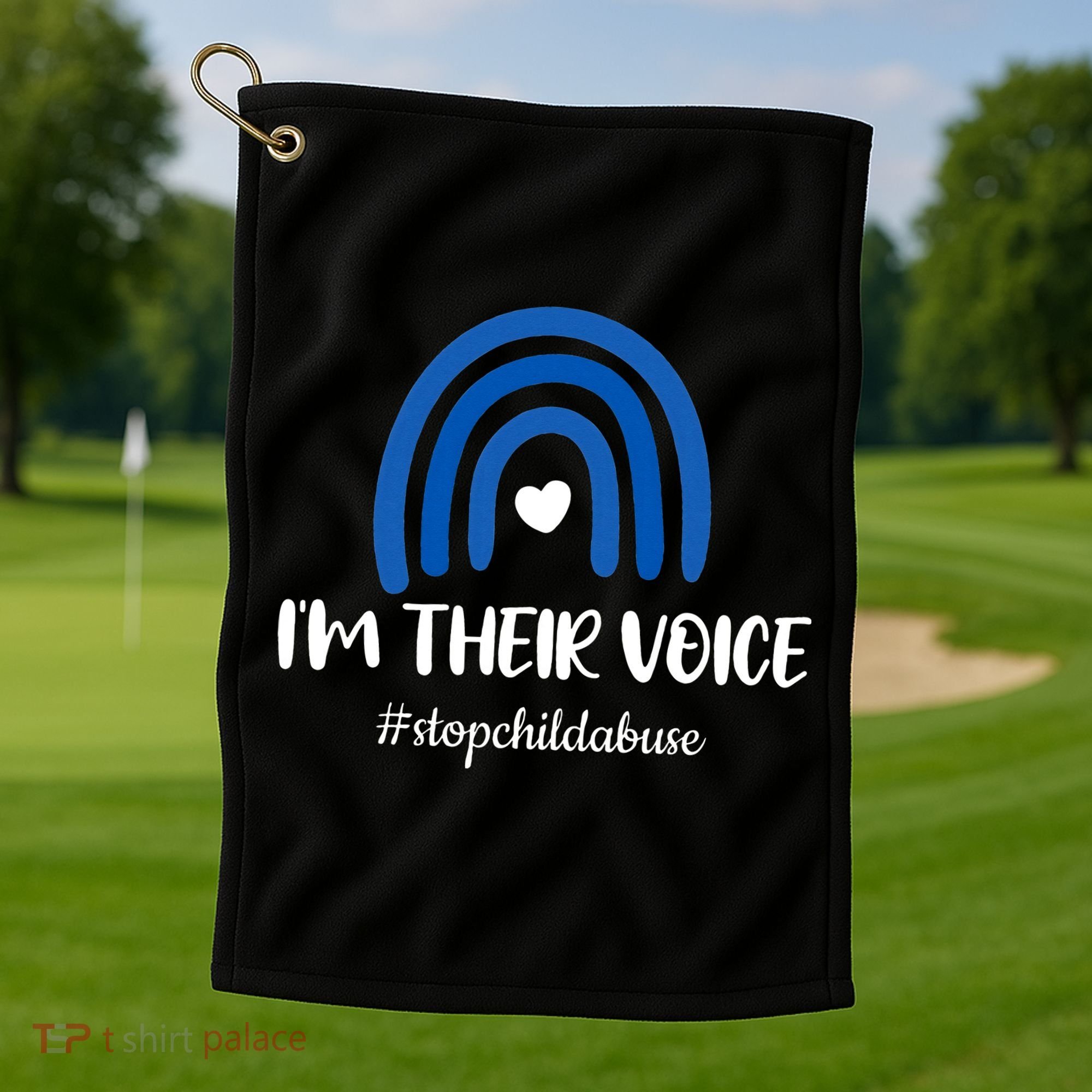 Child Abuse Prevention Awareness Month Blue Pinwheel Golf Towel