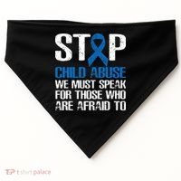 Child Abuse Prevention Awareness Month Blue Ribbon Butterfly USA-Made Doggie Bandana thumb 0