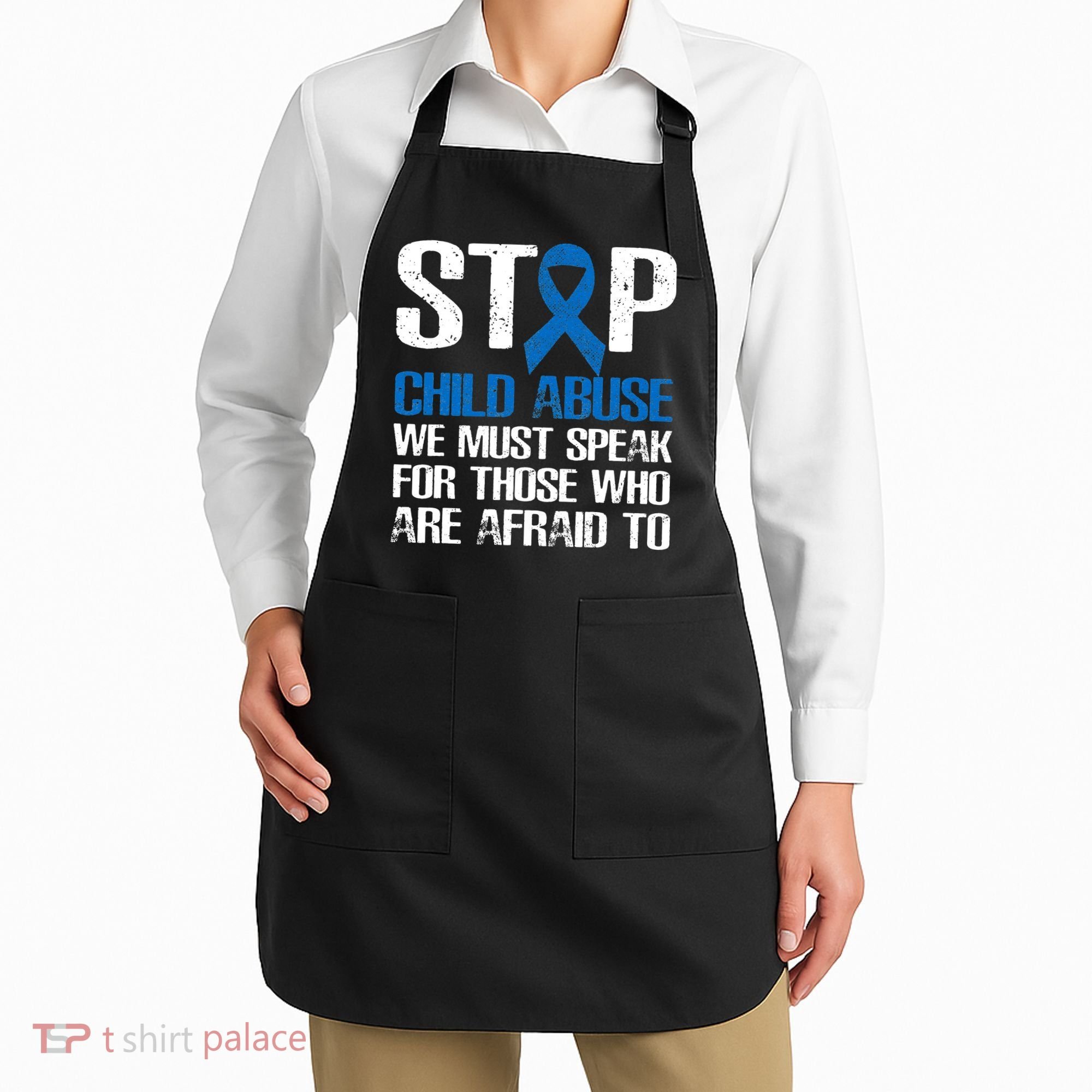 Child Abuse Prevention Awareness Month Blue Ribbon Butterfly Apron