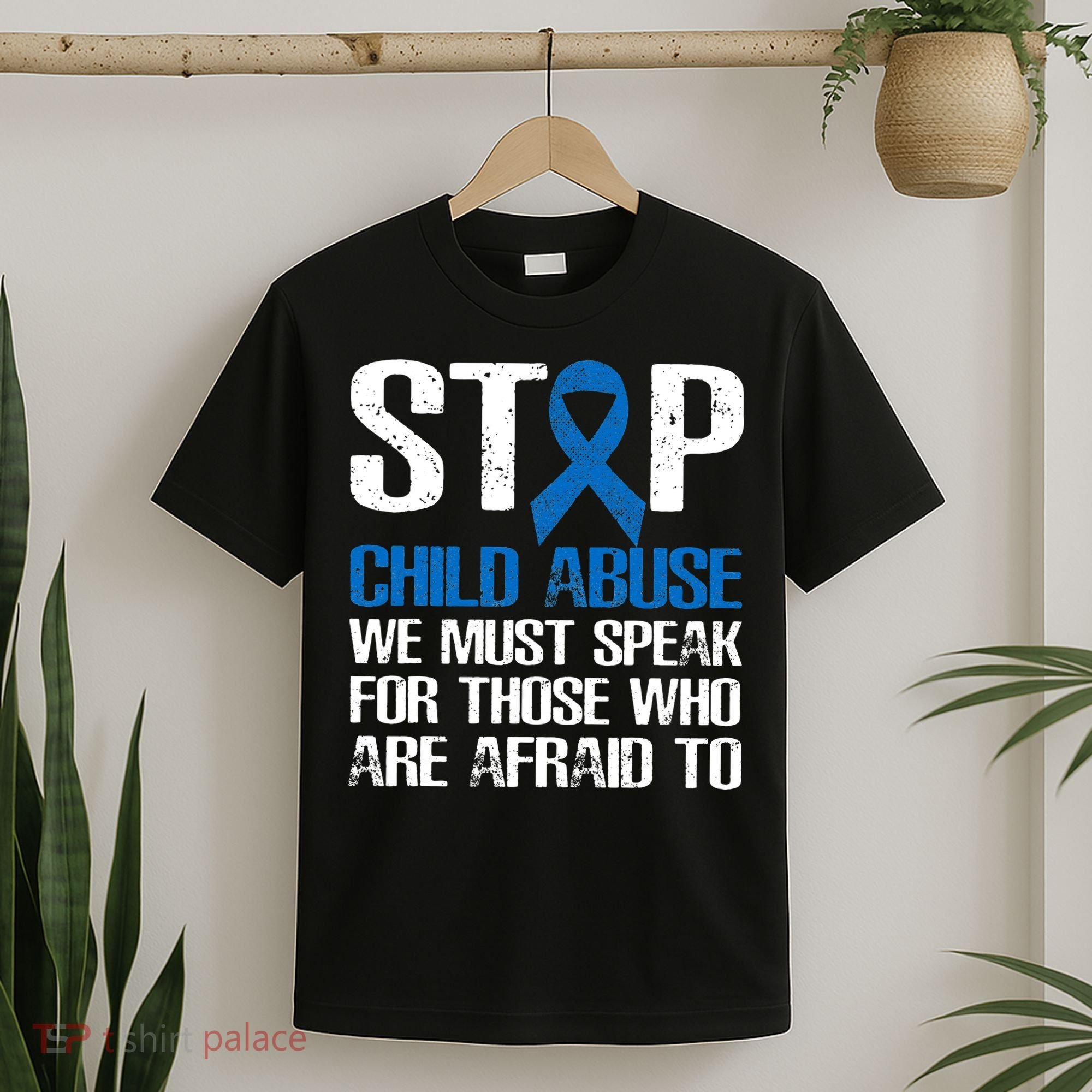 Child Abuse Prevention Awareness Month Blue Ribbon Butterfly T-Shirt