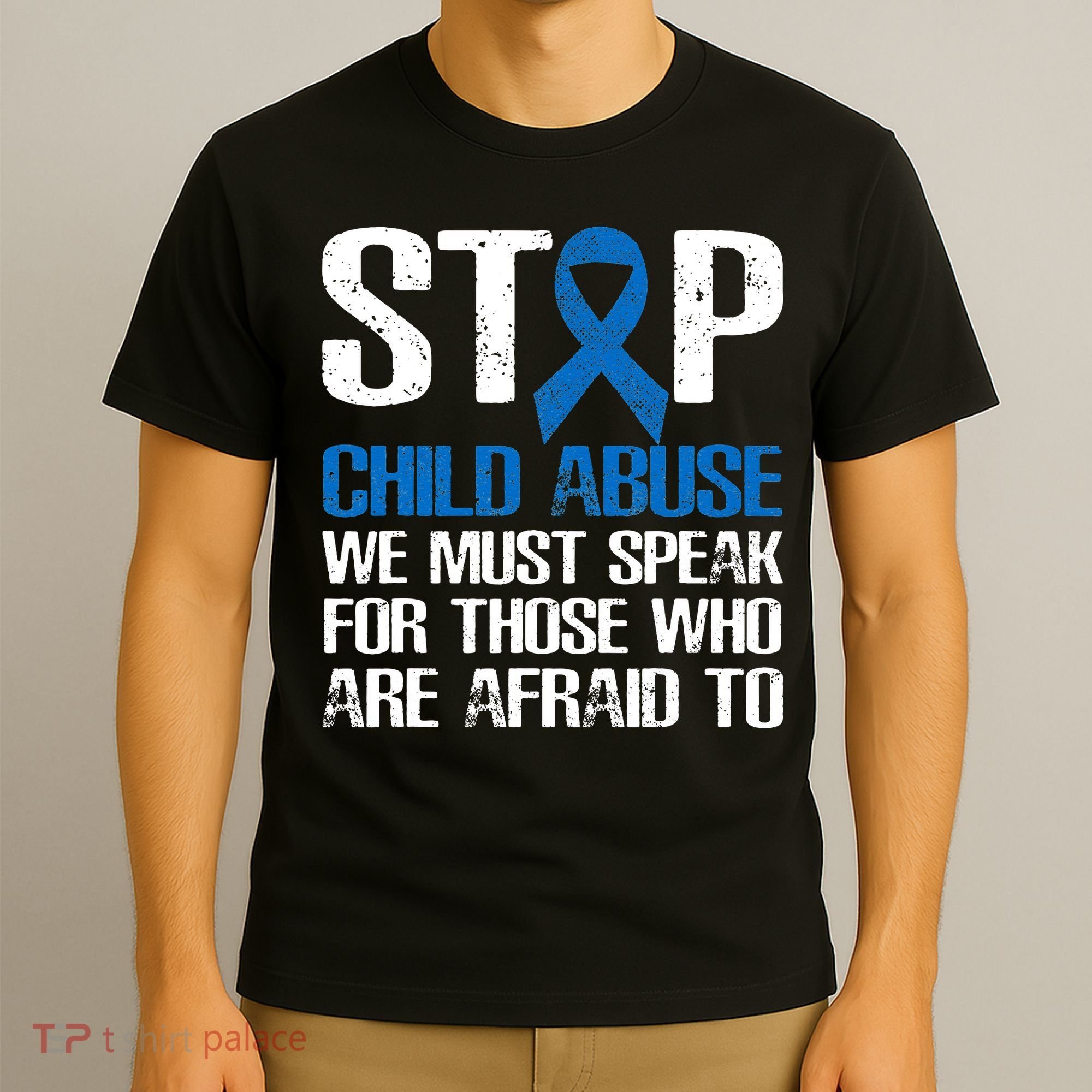 Child Abuse Prevention Awareness Month Blue Ribbon Butterfly T-Shirt