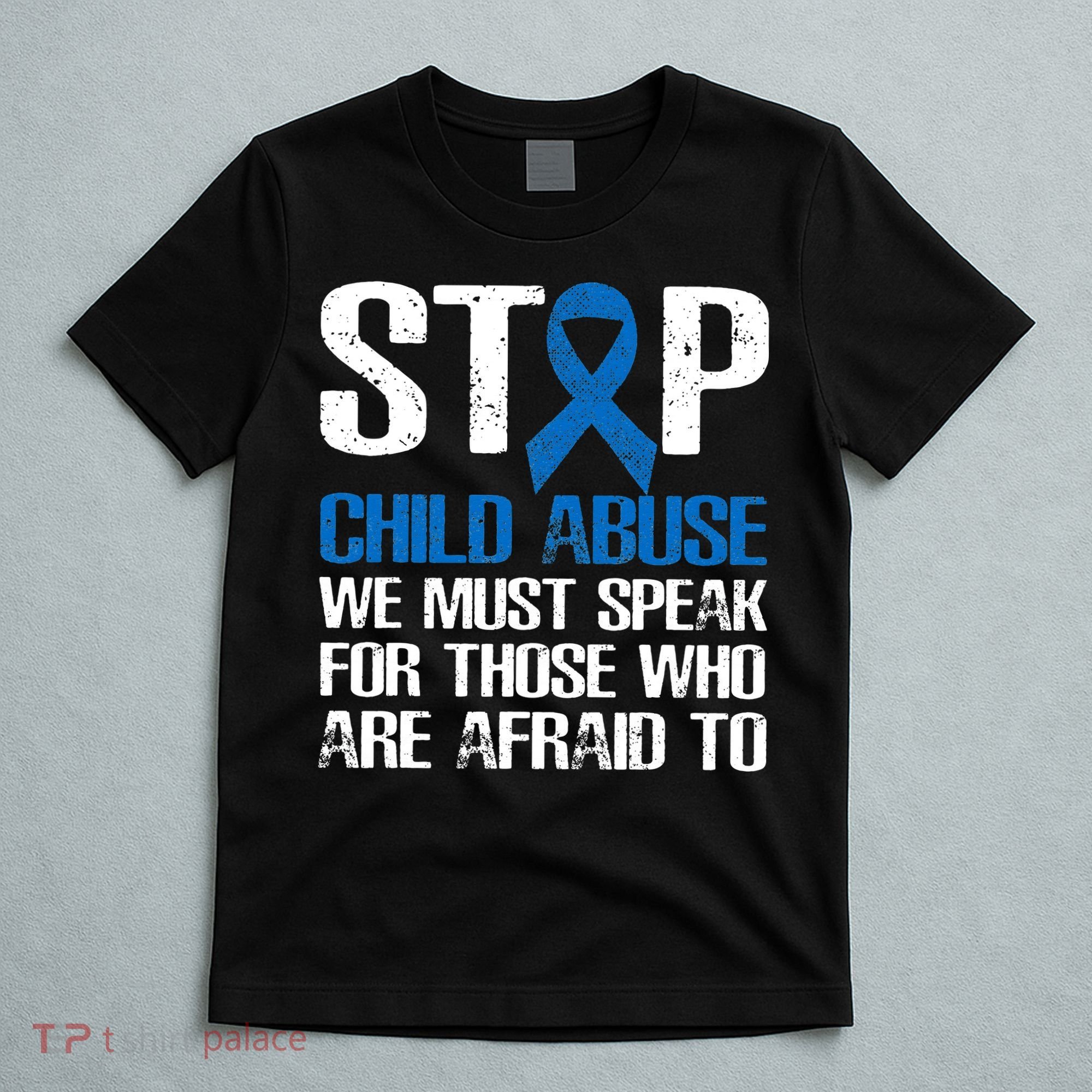 Child Abuse Prevention Awareness Month Blue Ribbon Butterfly T-Shirt