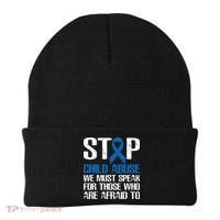 Child Abuse Prevention Awareness Month Blue Ribbon Butterfly Beanie thumb 0