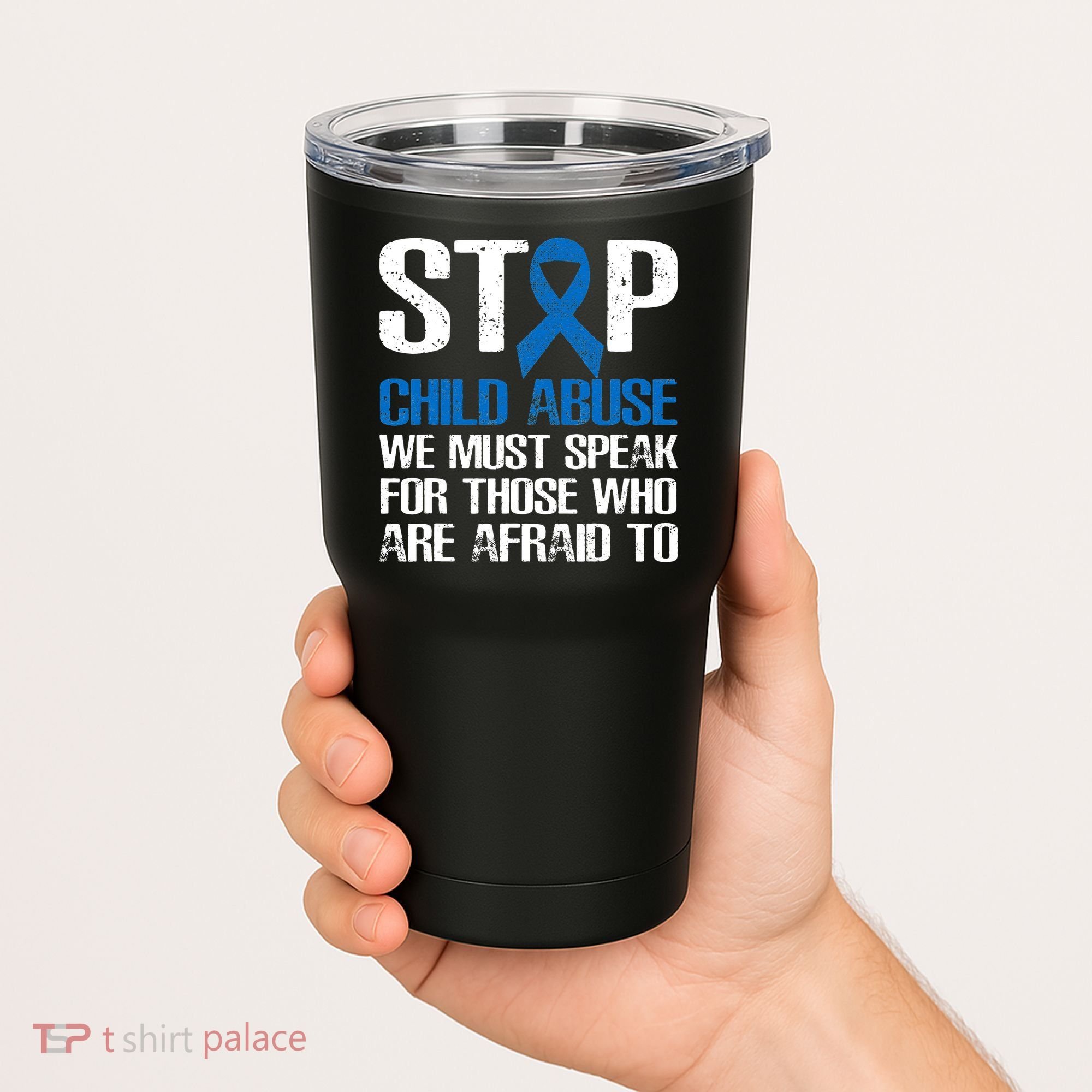 Child Abuse Prevention Awareness Month Blue Ribbon Butterfly Tumbler