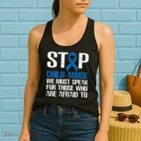 Child Abuse Prevention Awareness Month Blue Ribbon Butterfly Women's Tank Top thumb 2