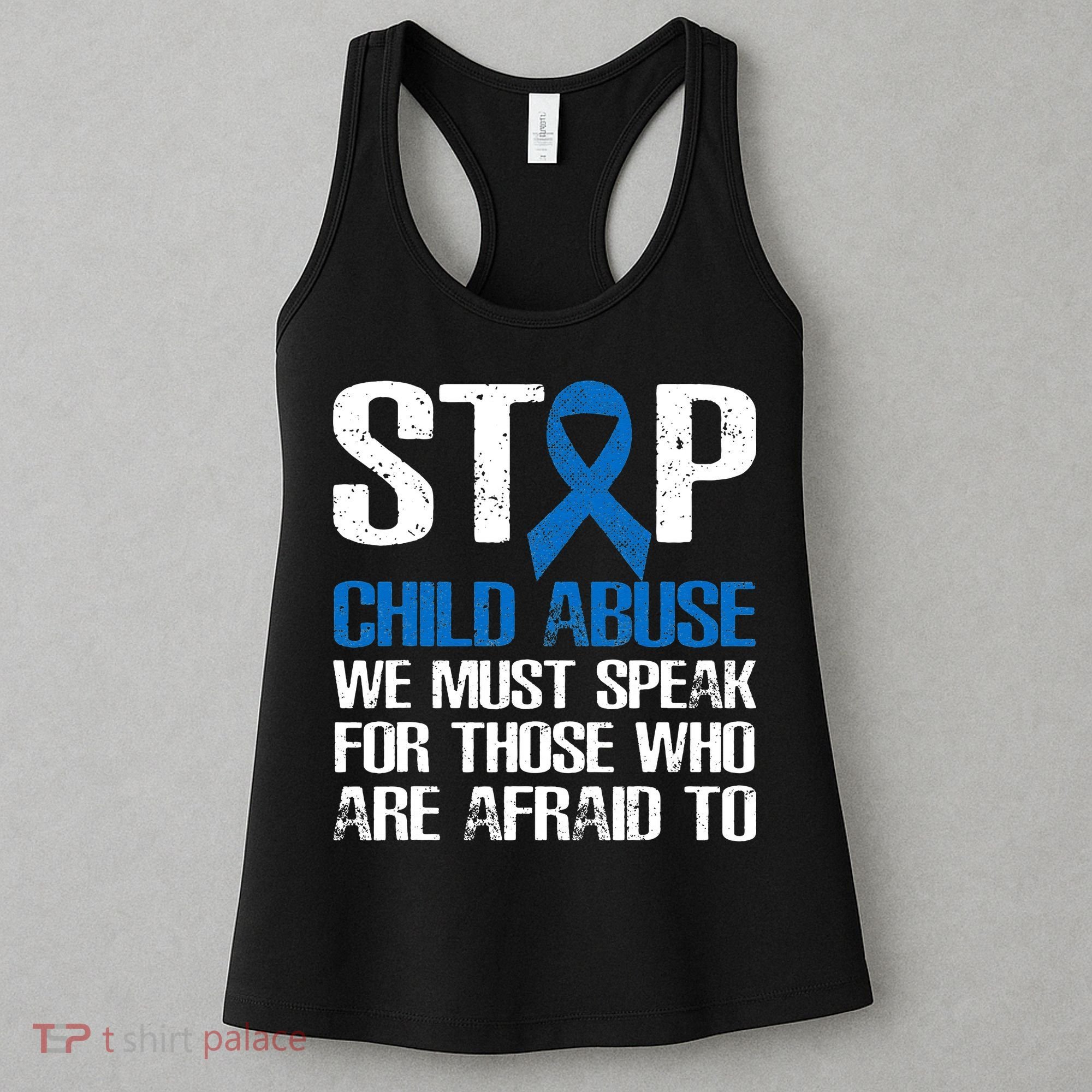 Child Abuse Prevention Awareness Month Blue Ribbon Butterfly Women's Tank Top
