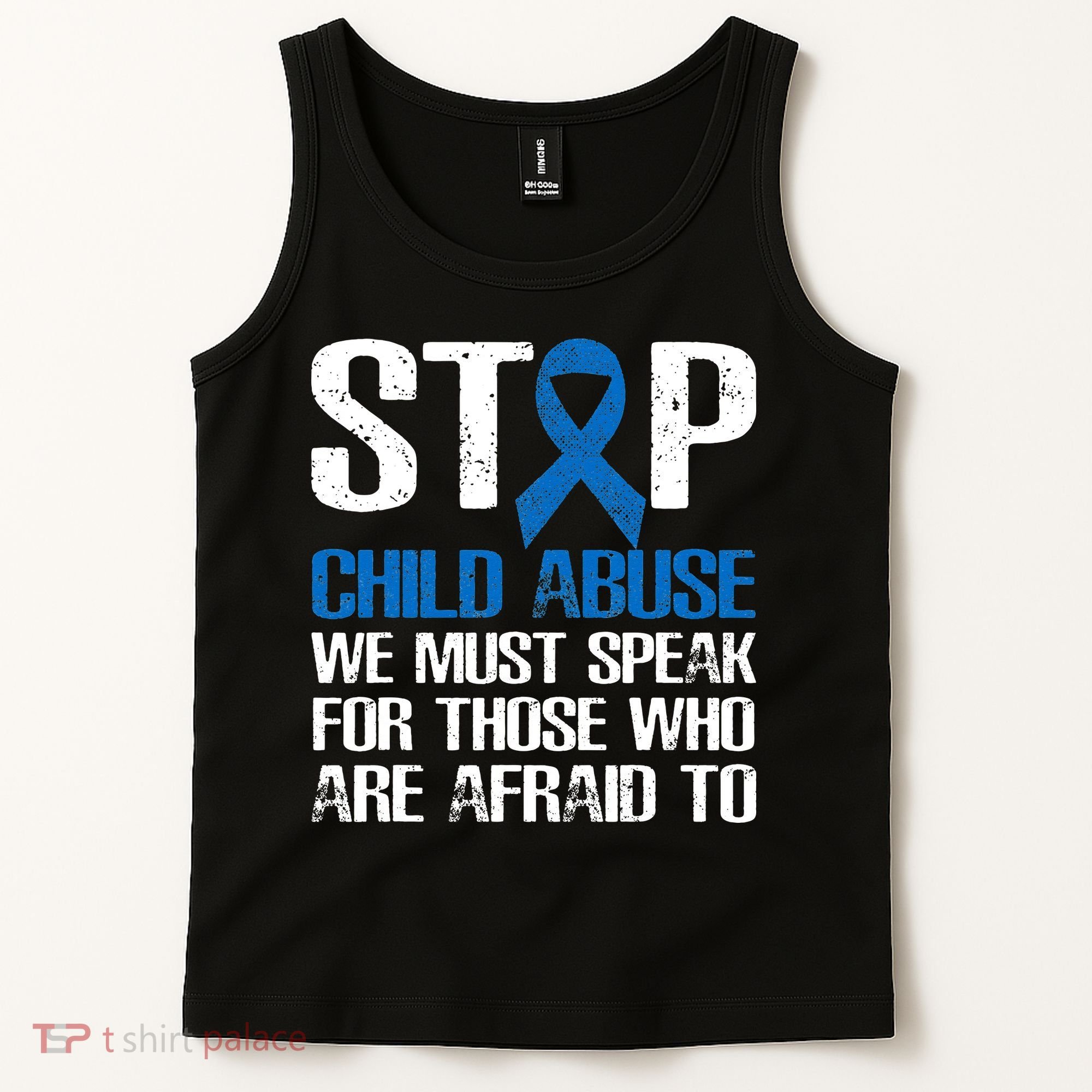 Child Abuse Prevention Awareness Month Blue Ribbon Butterfly Tank Top