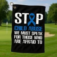 Child Abuse Prevention Awareness Month Blue Ribbon Butterfly Golf Towel thumb 1