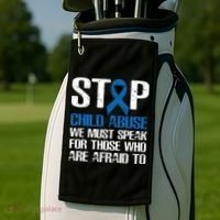 Child Abuse Prevention Awareness Month Blue Ribbon Butterfly Golf Towel thumb 2