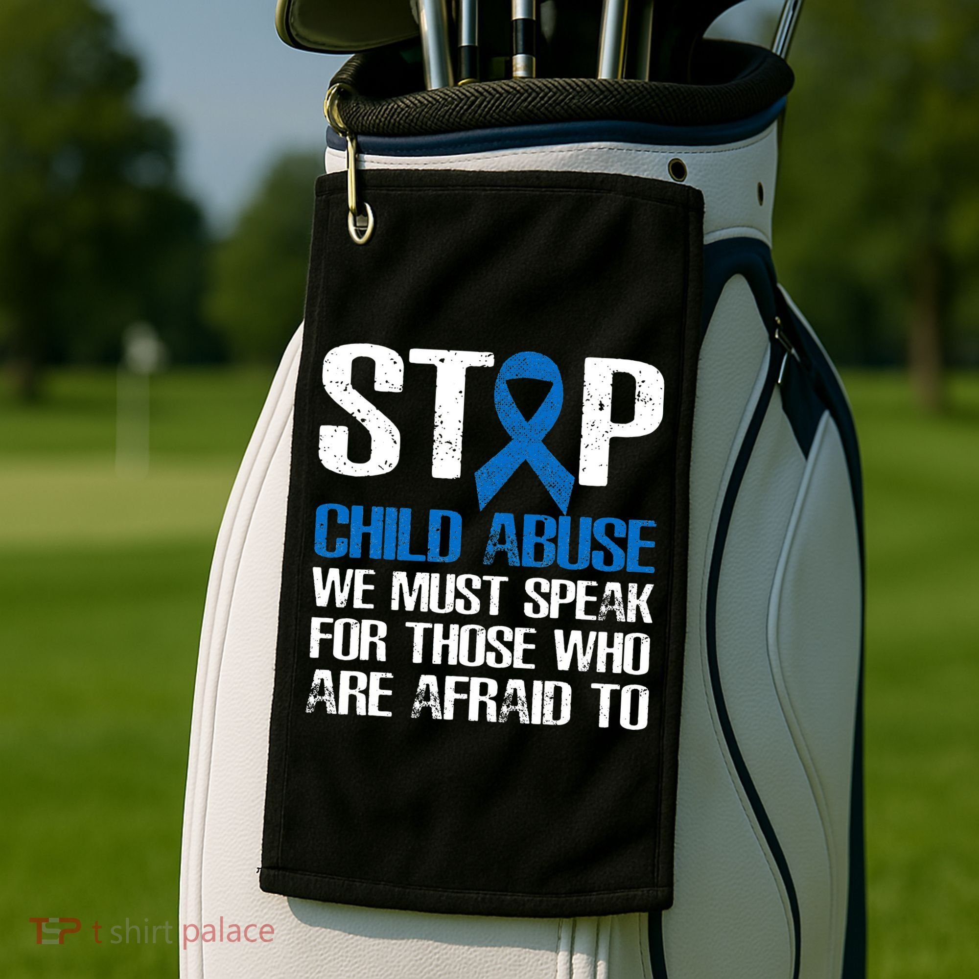 Child Abuse Prevention Awareness Month Blue Ribbon Butterfly Golf Towel