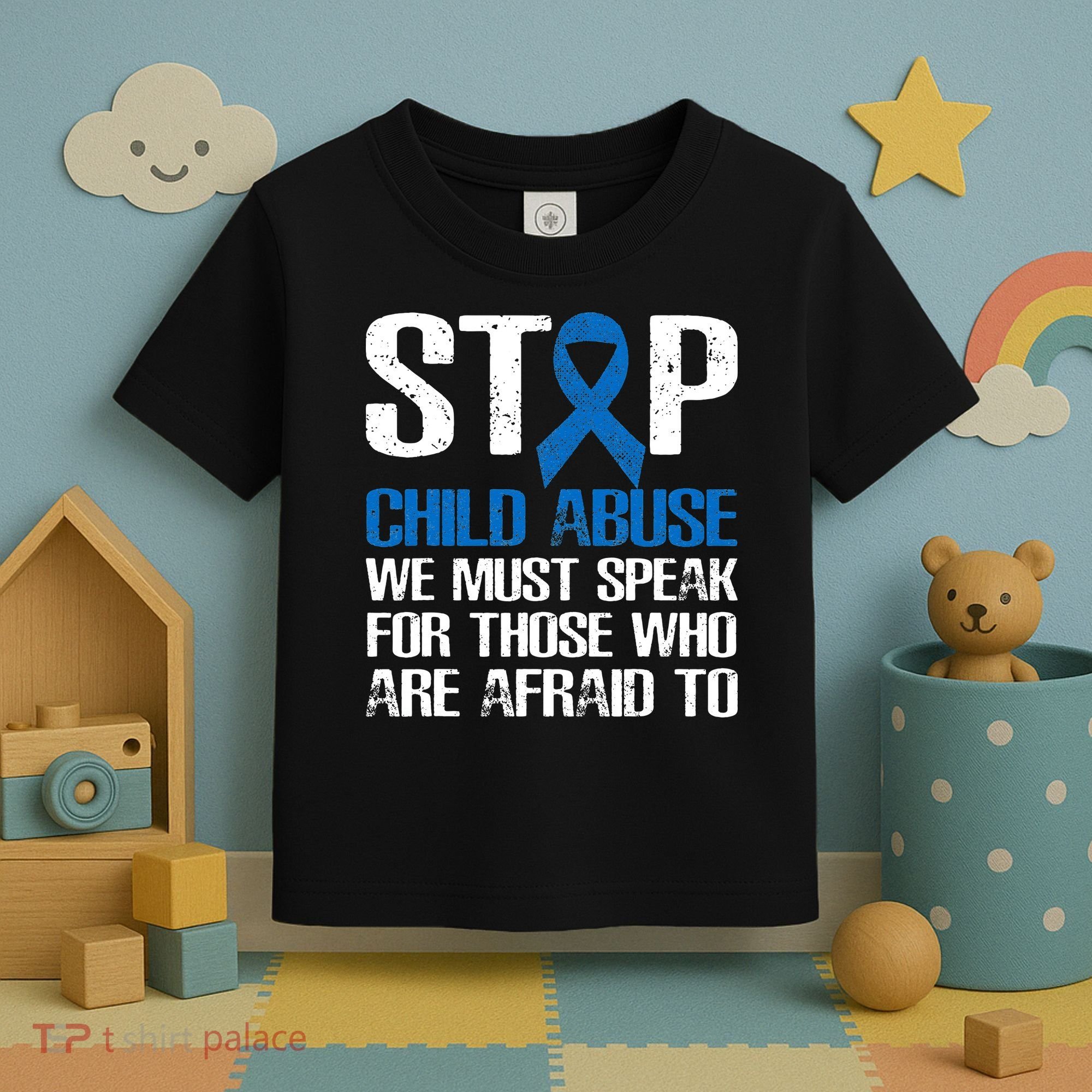 Child Abuse Prevention Awareness Month Blue Ribbon Butterfly Toddler T-Shirt