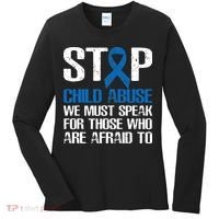 Child Abuse Prevention Awareness Month Blue Ribbon Butterfly Women's Long Sleeve Shirt thumb 0
