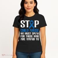 Child Abuse Prevention Awareness Month Blue Ribbon Butterfly Women's T-Shirt thumb 4
