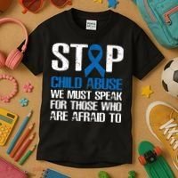Child Abuse Prevention Awareness Month Blue Ribbon Butterfly Kids T-Shirt thumb 3