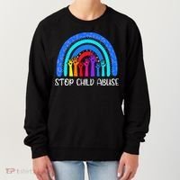 Child Abuse Prevention Awareness Month Blue Ribbon Cat Women's Sweatshirt thumb 0