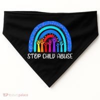 Child Abuse Prevention Awareness Month Blue Ribbon Cat USA-Made Doggie Bandana thumb 0