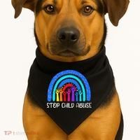 Child Abuse Prevention Awareness Month Blue Ribbon Cat USA-Made Doggie Bandana thumb 1