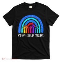 Child Abuse Prevention Awareness Month Blue Ribbon Cat T-Shirt thumb 0
