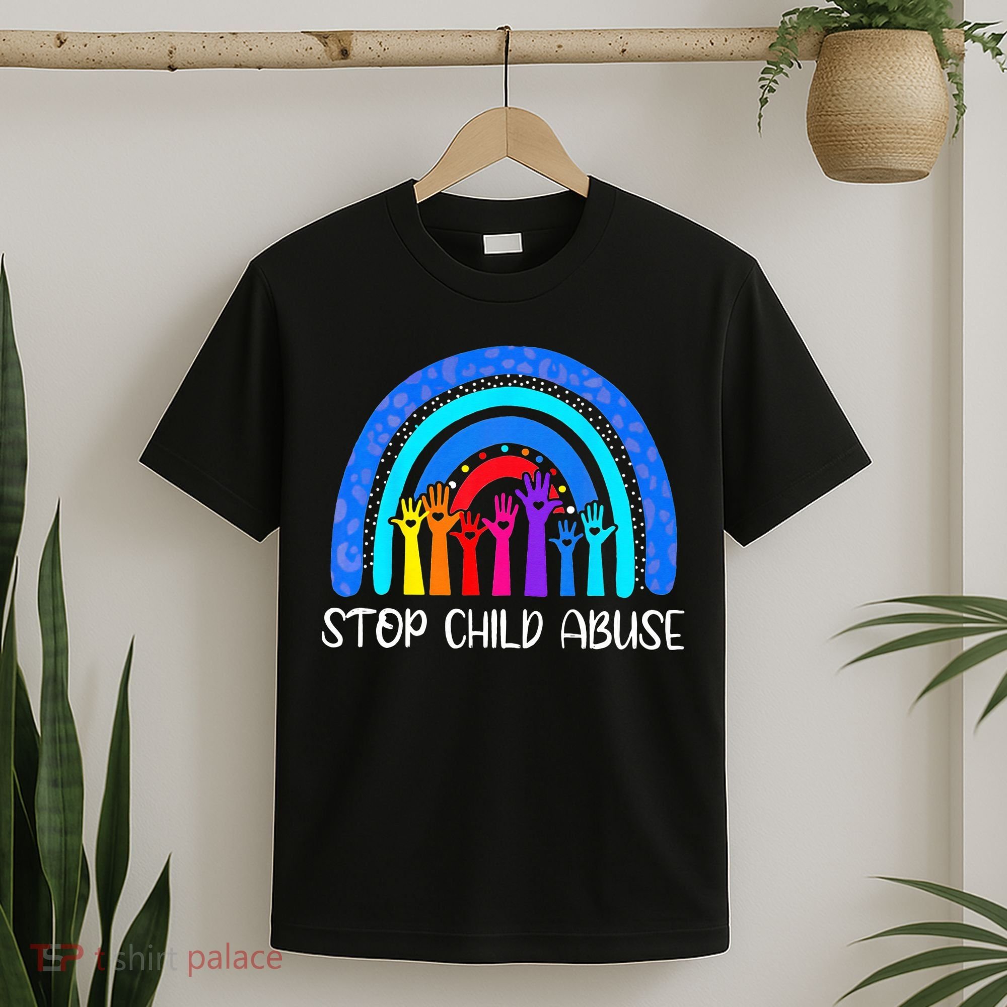 Child Abuse Prevention Awareness Month Blue Ribbon Cat T-Shirt