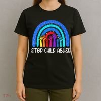 Child Abuse Prevention Awareness Month Blue Ribbon Cat T-Shirt thumb 4