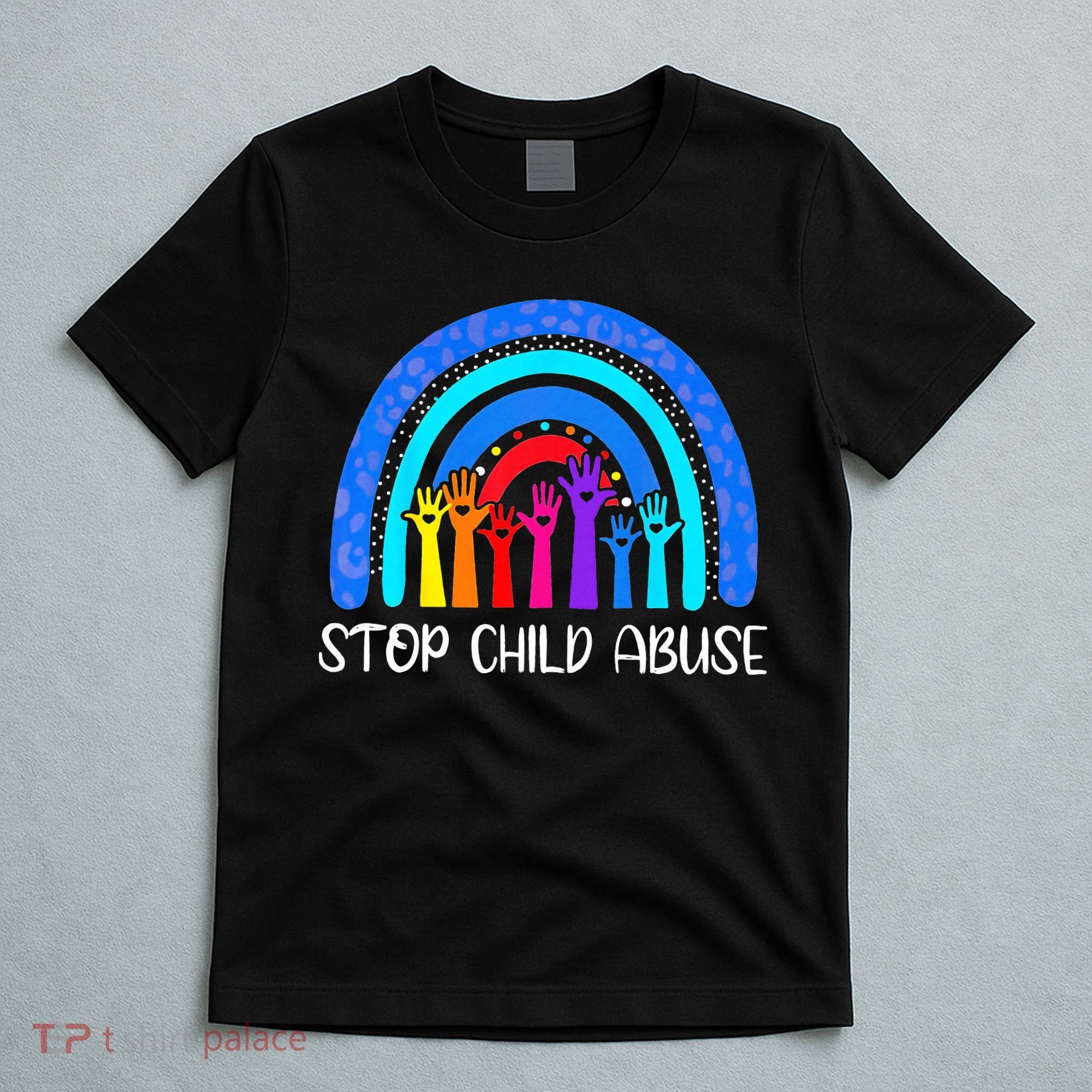Child Abuse Prevention Awareness Month Blue Ribbon Cat T-Shirt