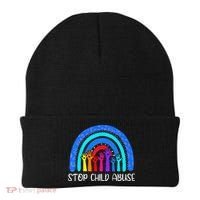 Child Abuse Prevention Awareness Month Blue Ribbon Cat Beanie thumb 0