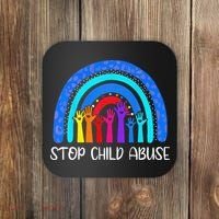 Child Abuse Prevention Awareness Month Blue Ribbon Cat Coaster thumb 0
