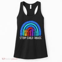 Child Abuse Prevention Awareness Month Blue Ribbon Cat Women's Tank Top thumb 0