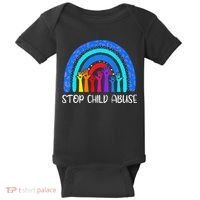 Child Abuse Prevention Awareness Month Blue Ribbon Cat Baby Bodysuit thumb 0