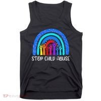 Child Abuse Prevention Awareness Month Blue Ribbon Cat Tank Top thumb 0