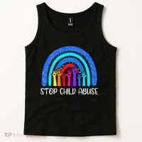 Child Abuse Prevention Awareness Month Blue Ribbon Cat Tank Top thumb 2