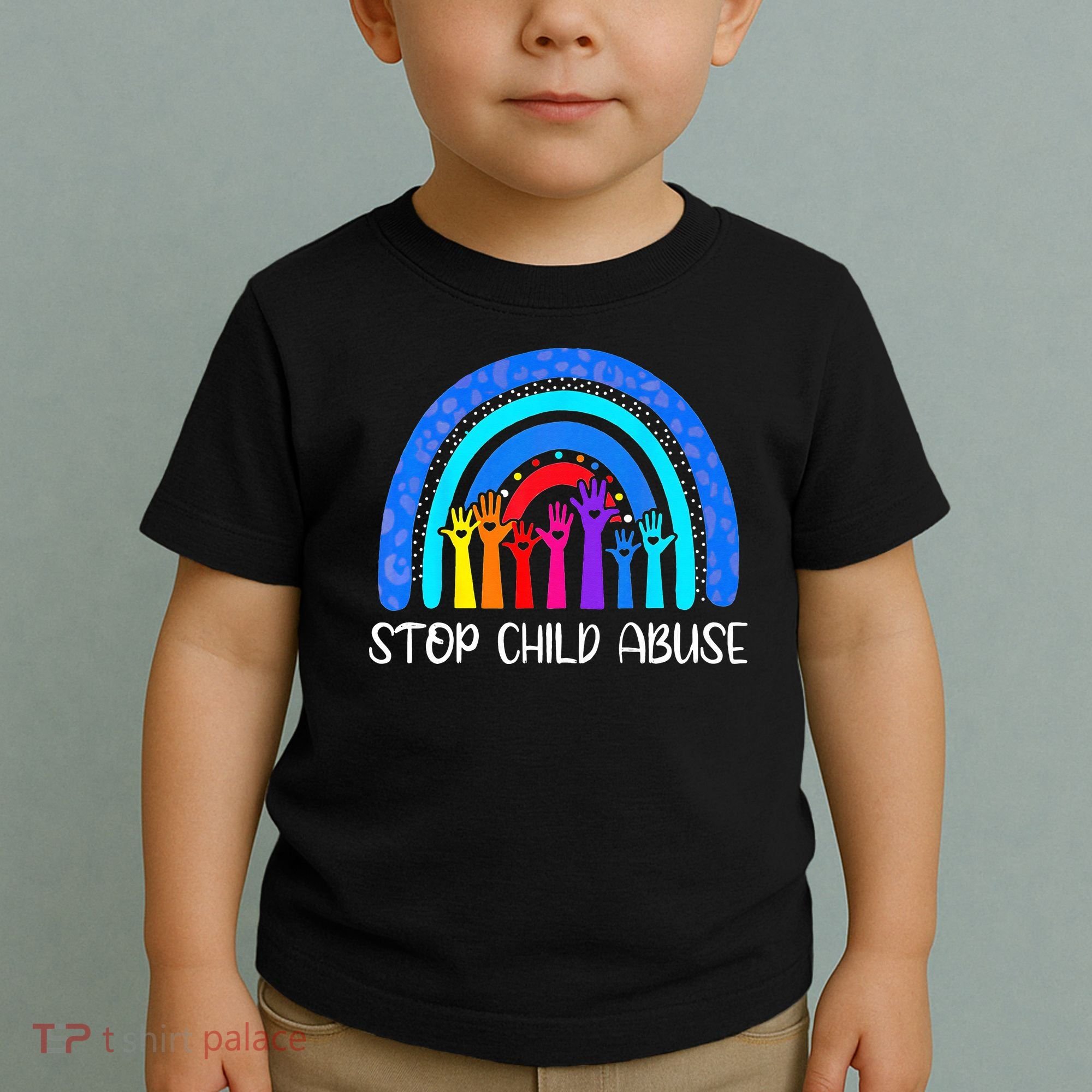 Child Abuse Prevention Awareness Month Blue Ribbon Cat Toddler T-Shirt