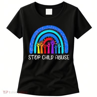 Child Abuse Prevention Awareness Month Blue Ribbon Cat Women's T-Shirt