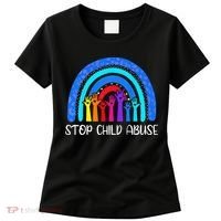 Child Abuse Prevention Awareness Month Blue Ribbon Cat Women's T-Shirt thumb 0