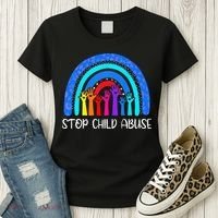 Child Abuse Prevention Awareness Month Blue Ribbon Cat Women's T-Shirt thumb 3