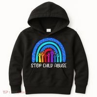 Child Abuse Prevention Awareness Month Blue Ribbon Cat Kids Hoodie thumb 0