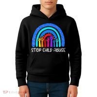 Child Abuse Prevention Awareness Month Blue Ribbon Cat Kids Hoodie thumb 4