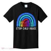 Child Abuse Prevention Awareness Month Blue Ribbon Cat Kids T-Shirt thumb 0