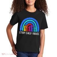Child Abuse Prevention Awareness Month Blue Ribbon Cat Kids T-Shirt thumb 2