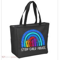 Child Abuse Prevention Awareness Month Blue Ribbon Cat Tote Bag thumb 2