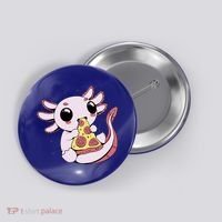 Cute Axolotl Pizza Lover Button thumb 0