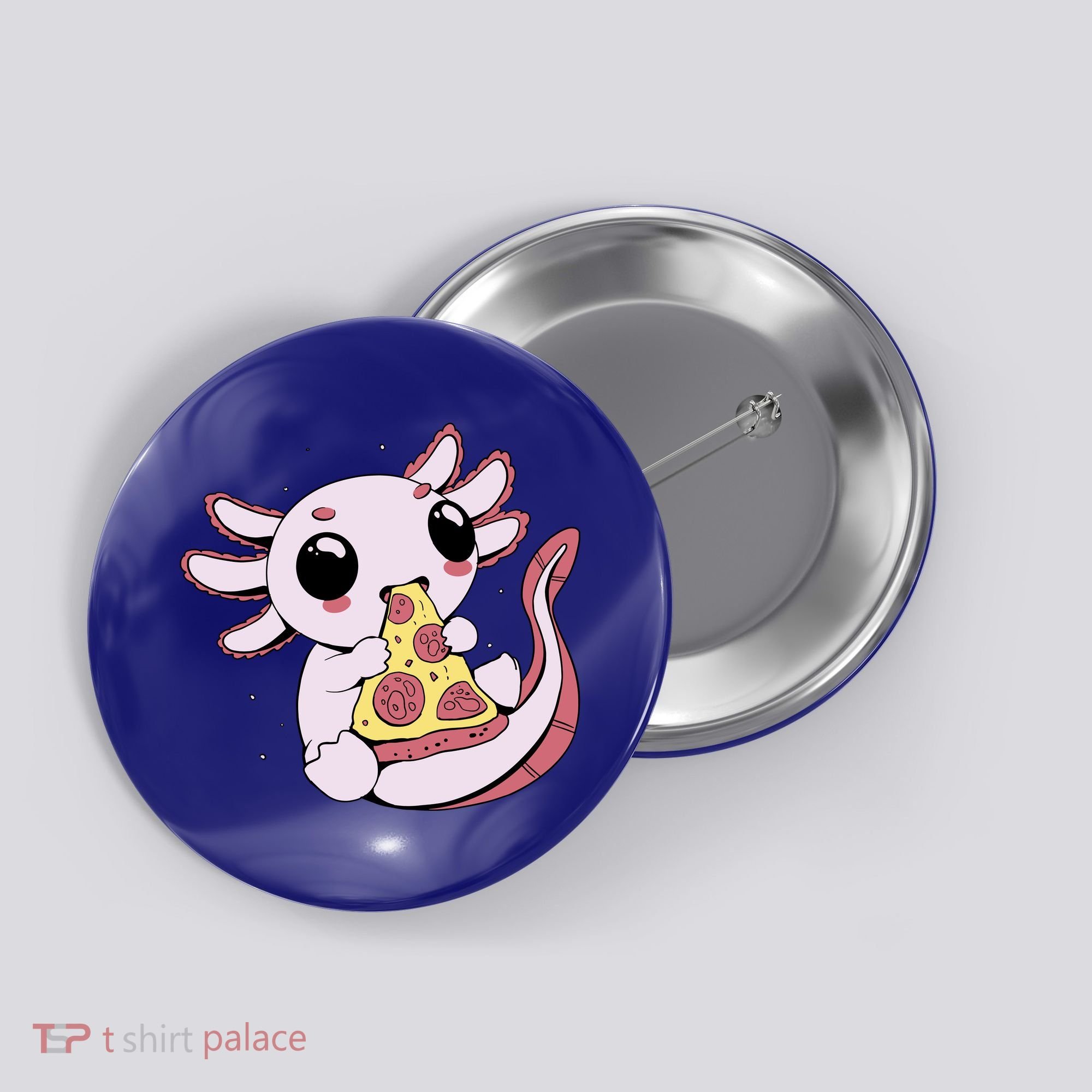 Cute Axolotl Pizza Lover Button
