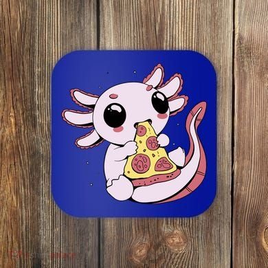 Cute Axolotl Pizza Lover Coaster