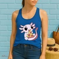 Cute Axolotl Pizza Lover Women's Tank Top thumb 2