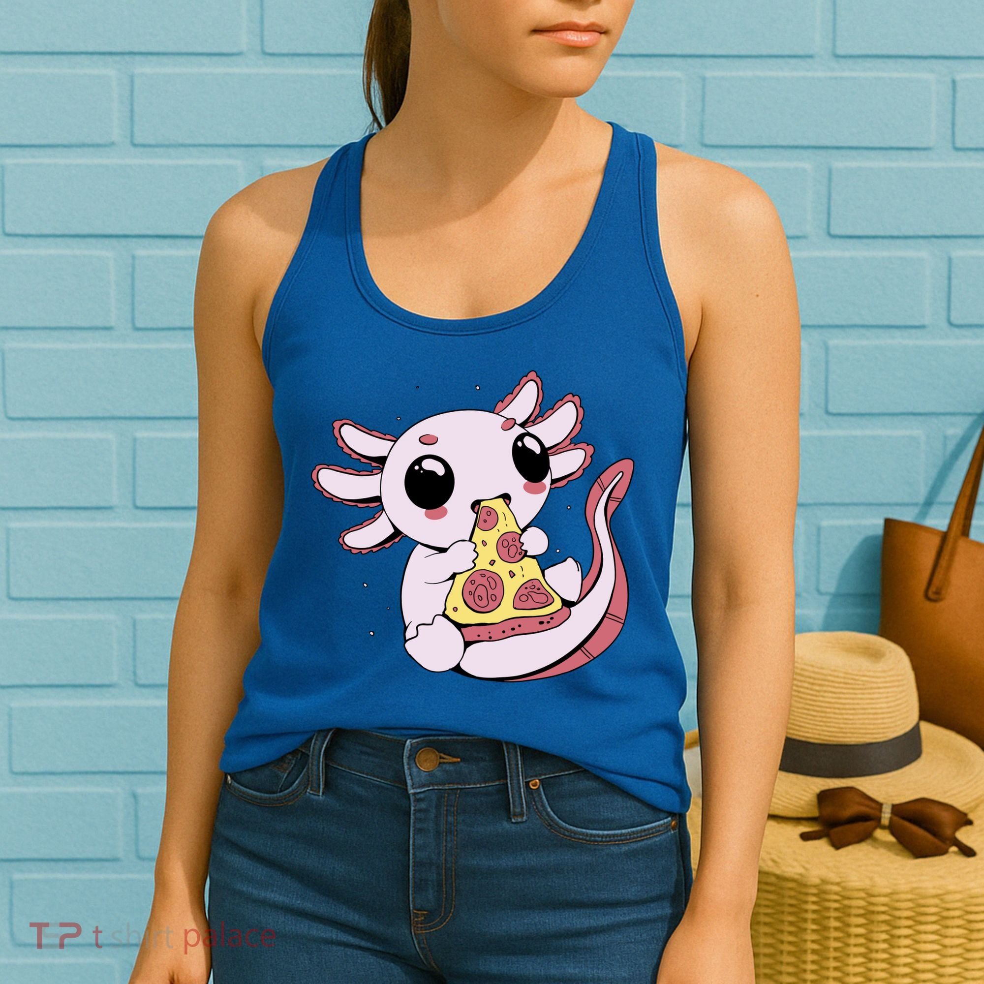 Cute Axolotl Pizza Lover Women's Tank Top