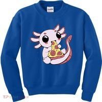 Cute Axolotl Pizza Lover Kids Sweatshirt thumb 0
