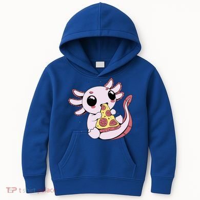 Cute Axolotl Pizza Lover Kids Hoodie
